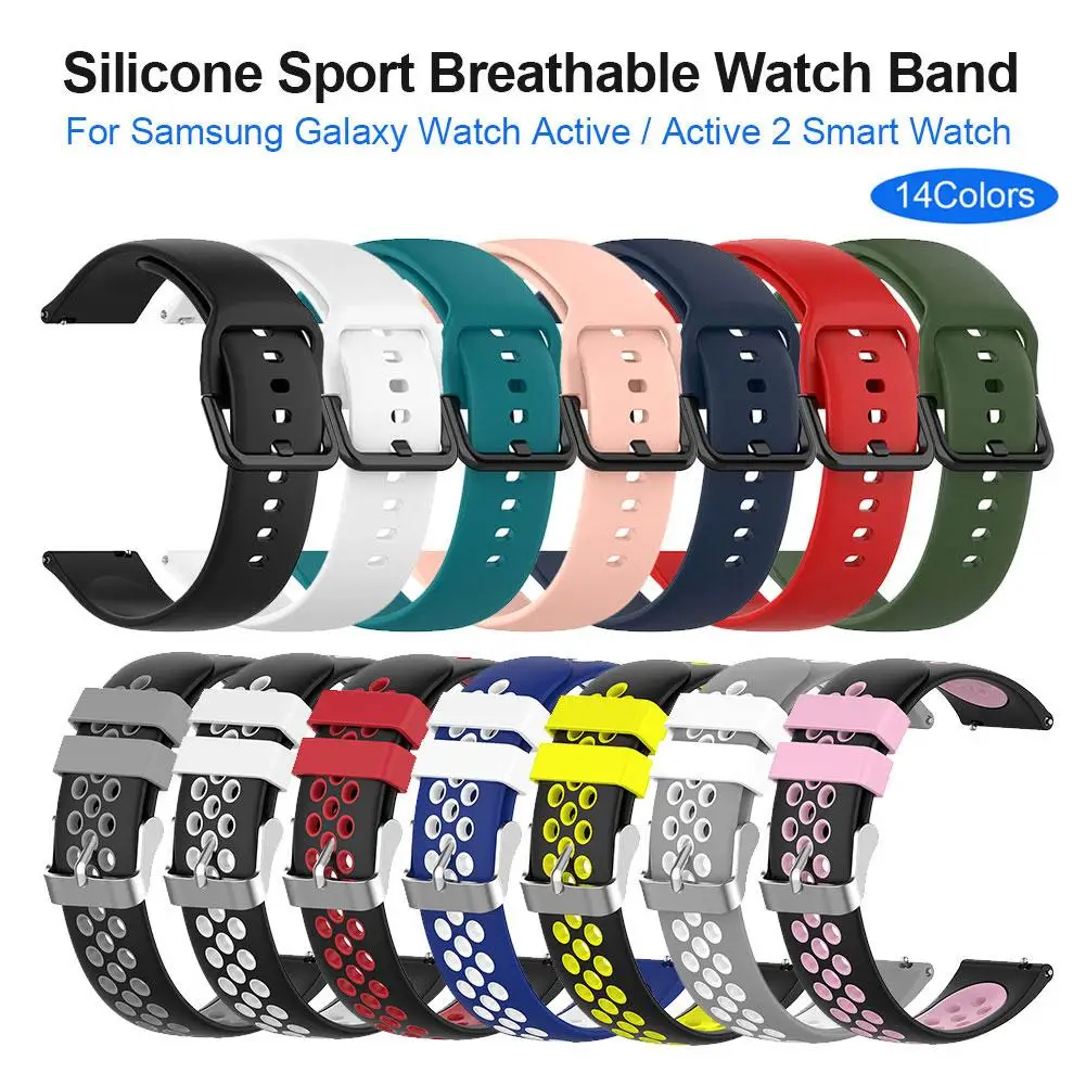 

Newest Silicone Sport Breathable Watch Band Wristband Strap For Samsung Galaxy Watch Active Active 2 Smart Watch 20mm Universal