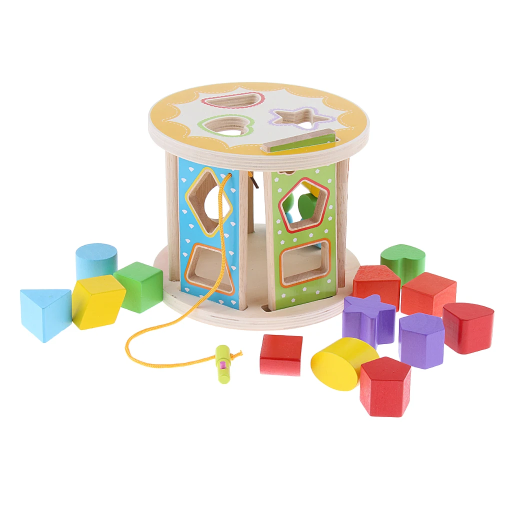 Baby Blocks Shape Sorter Toy 13 Shapes - Color Recognition Early Educational