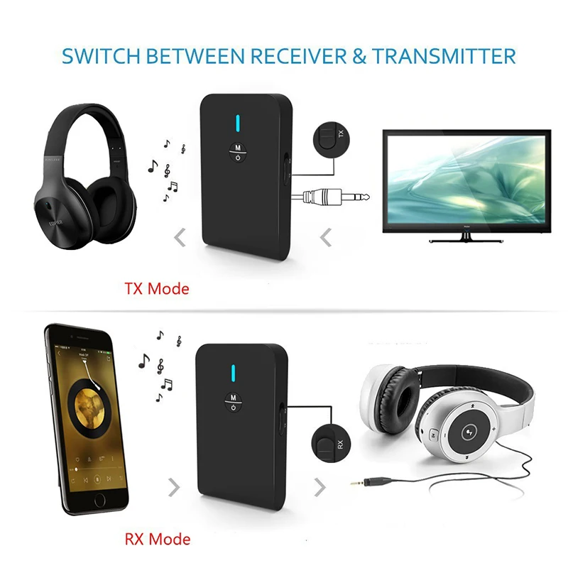 BT-6 Bluetooth 5,0 передатчик приемник 2-в-1 bluetooth адаптер с микро-Поддержка Hands-free для телевизионные наушники ПК аудио Динамик