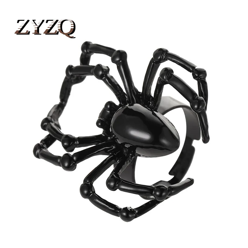 ZYZQ Neo-Simulación de araña anillo estilo Punk, parodia de Halloween, accesorios de juguete