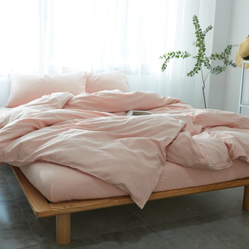 

Solid Color Beding Set Washed Sotton Bed Cover Pillowcase Bed Sheet Bedding-Set Duvet-Cover with Pillow Case DHL Free Shipping