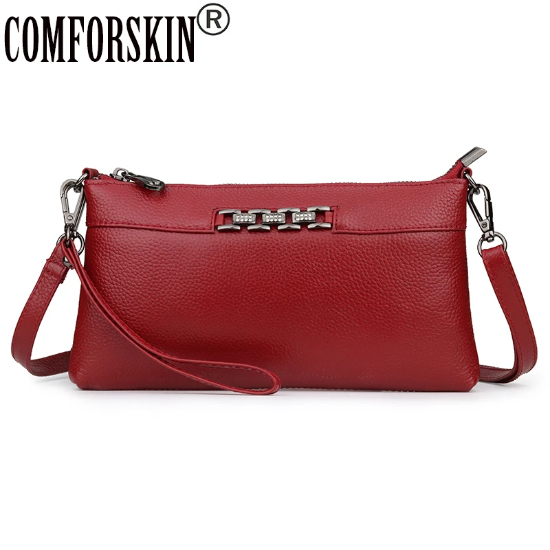 

COMFORSKIN Luxurious Women Leather Messenger Bag Fashion Style Female Crutches Bag Cowhide Leather Ladies Handbags High Quality