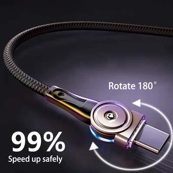 

180 Degree Integrated Rotating Data Cable Is Suitable For Android TYPE-C Fast Charging 3A Elbow Mobile Game Data Cable With Ligh