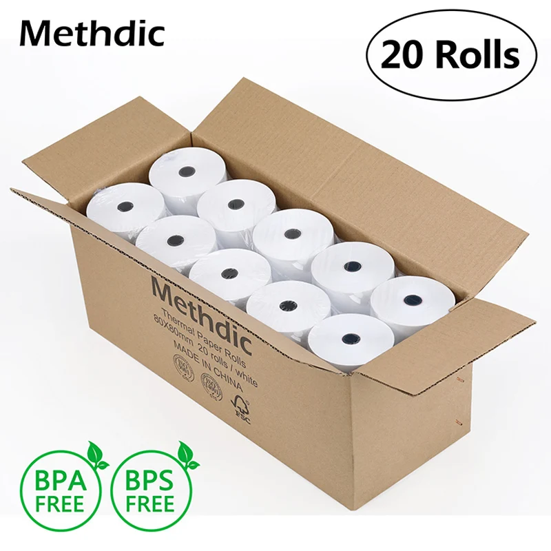 

20rolls/Box 80X80mm Thermal Paper Till Roll Thermal for Cash Register Paper Thermal Printing Paper