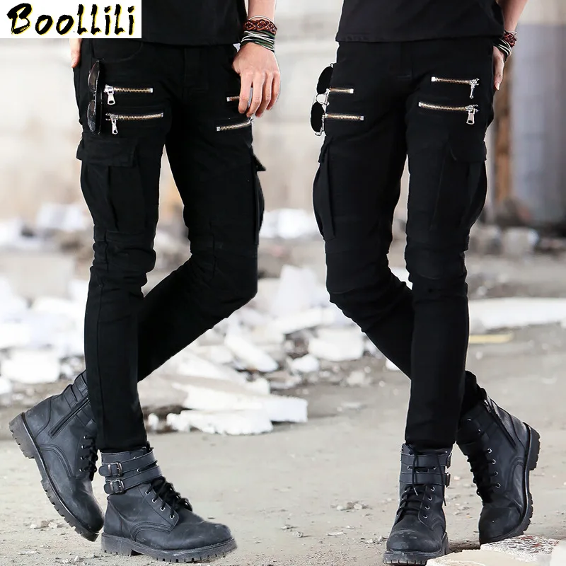 

jeans 2023 Men brand famous clothing Denim Biker men Skinny Jeans Runway Distressed slim elastic hiphop Washed BLACK GREEN