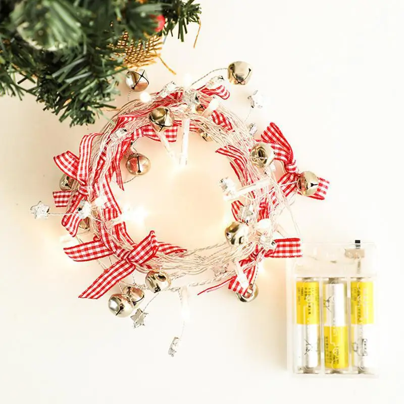 

20LEDs 2M LED Plaid Bowknot Bell String Light Christmas Decoration