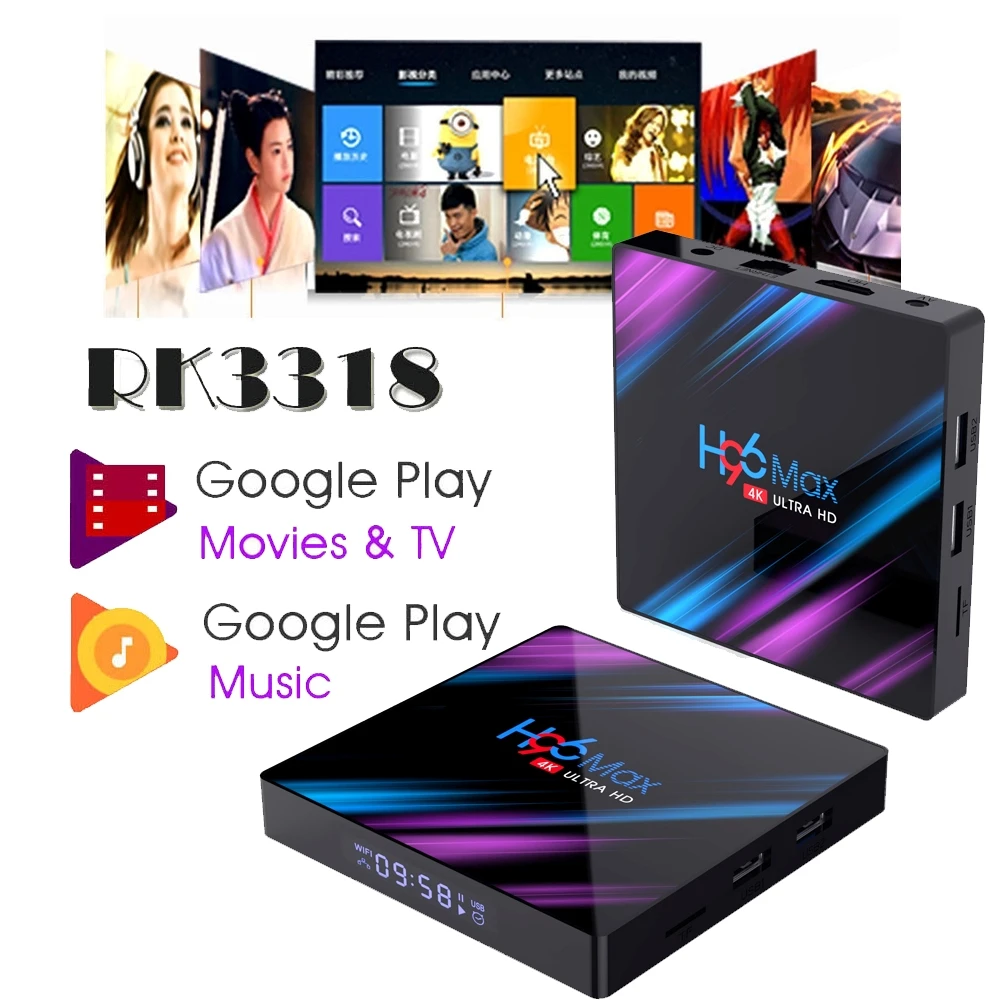 H96 MAX RK3318 Android 9,0 Smart tv Box 4 ГБ 32 ГБ 64 Гб HD медиаплеер 4K H.256 H96MAX 2GB16GB медиаплеер tv-Box Netflix Youtu