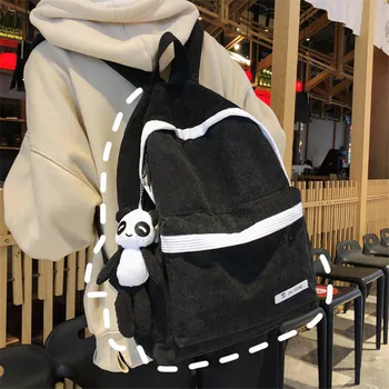 

INS Schoolbag Female 2020 Korean Style Harajuku Ulzzang Middle School Campus Backpack Corduroy Large Capacity Backpack