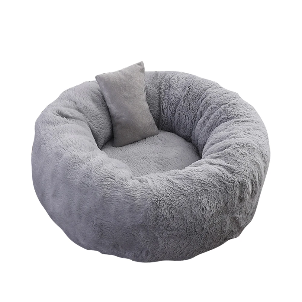 A-Light Gray Коврик для питомца кошки, кровати собаки, Круглый зимний теплый домик для кошки, гнезда, мягкая длинная плюшевая в форме кошки, коврики, подстилки для питомца, собачья Конура, кровать с подушкой для кошек - Цвет: A-Light Gray