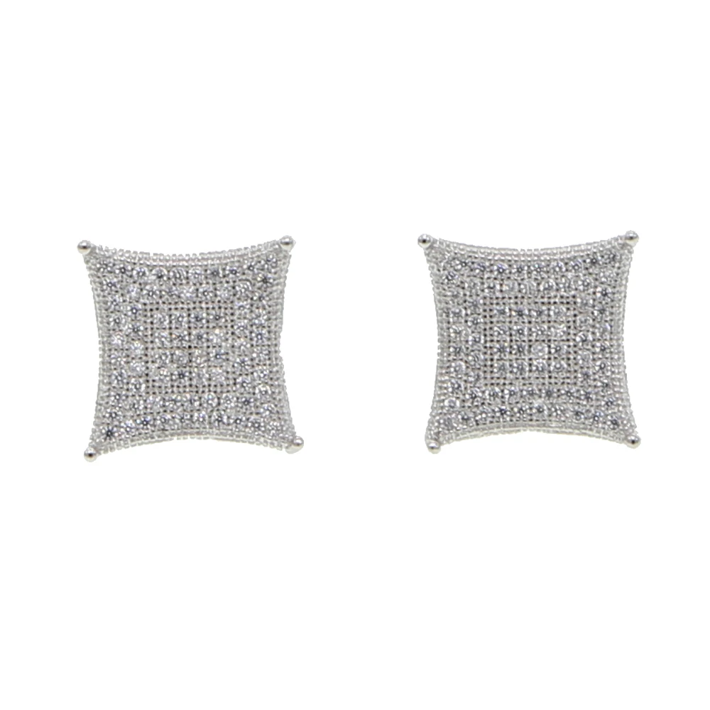 Платиновое покрытие Микро pave cz Серьги Кайт форма полный iced out кубического циркония закручивающаяся задняя часть уличный крутой мальчик мужские ювелирные серьги - Окраска металла: Платиновое покрытие