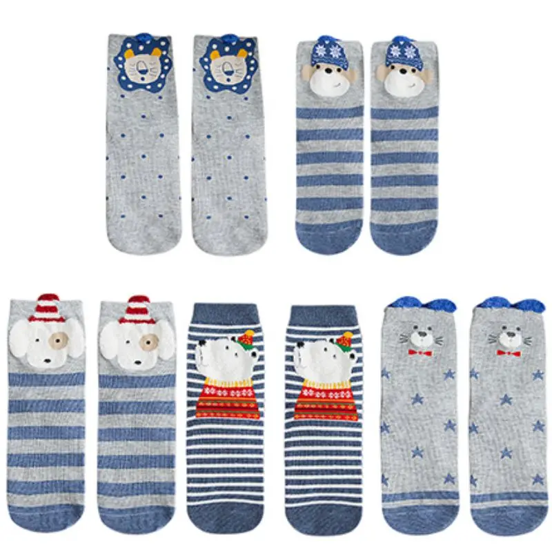 F 5 пар рождественских носков harajuku calcetines, милые носки с рисунками животных из мультфильмов, Комплект носков на осень и зиму, новые серые женские хлопковые носки - Цвет: F