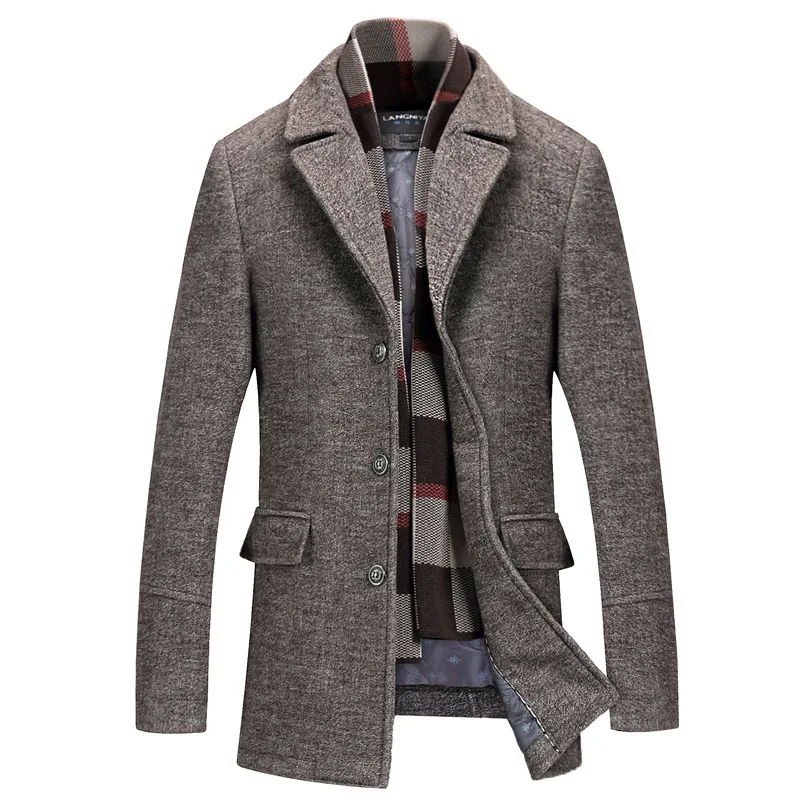 Мужской Тренч VogueWool, модная деловая длинная утолщенная тонкая мужская Однорядная куртка, красивая зимняя брендовая одежда 5XL