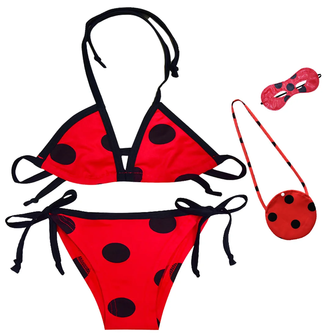 Новинка; детский комплект одежды для плавания в горошек с изображением насекомых; платье для девочек; купальные костюмы; милый купальный костюм принцессы для девочек; детский купальный пляжный костюм; юбка - Цвет: FZ7946-3pcs