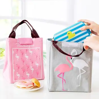 

1 Pc Flamingo Pattern Lunch Bags Aluminum Foil Thermal Insulated Lunch Bag Waterproof Women Kids Student Lunch Box Bag
