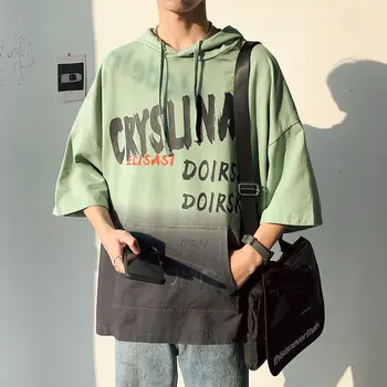 

Men's T-shirt 2020 spring and summer new solid color tie-dye alphabet T-shirt young personality fashion trend men's clothing
