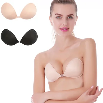 

Invisible Strapless Bra for Women Sexy Underwear Adhesive Front Closure Silicone Push Up Bra Plus Size Lingerie Bralette E F Cup