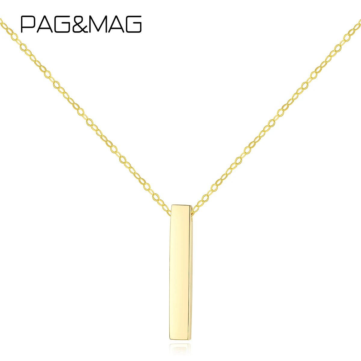Женские ожерелья с кулоном PAG & MAG из настоящего золота 14 к в форме бара свадебные