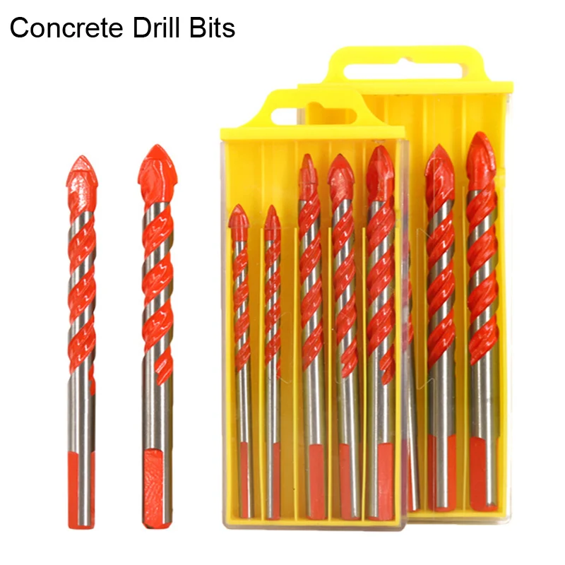 6mm - 12mm Power Tools Drill Bit for Concrete Wall Ceramic Glass Porcelain Concrete Drill Bit Set Tile Hole Saw Drilling Bit ​ greener cross hex tile drill bits set hard alloy triangle porcelain stone glass ceramic concrete drill bit hole opener for wall