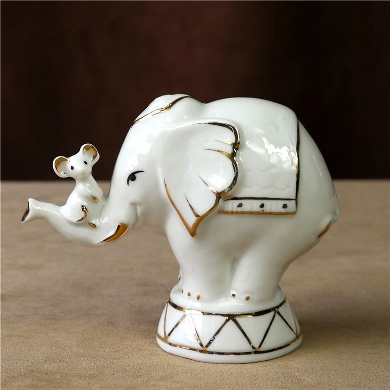 Handicraft Miniature Collectible Porcelain Ceramic Circus ELEPHANT Figurine 