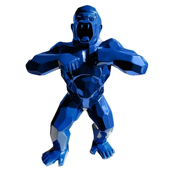 

16''Animal Simulation King Kong Gorilla Creative Decoration Art Craft Birthday Gift Resin Action Collectible Blue Model Toy BOX