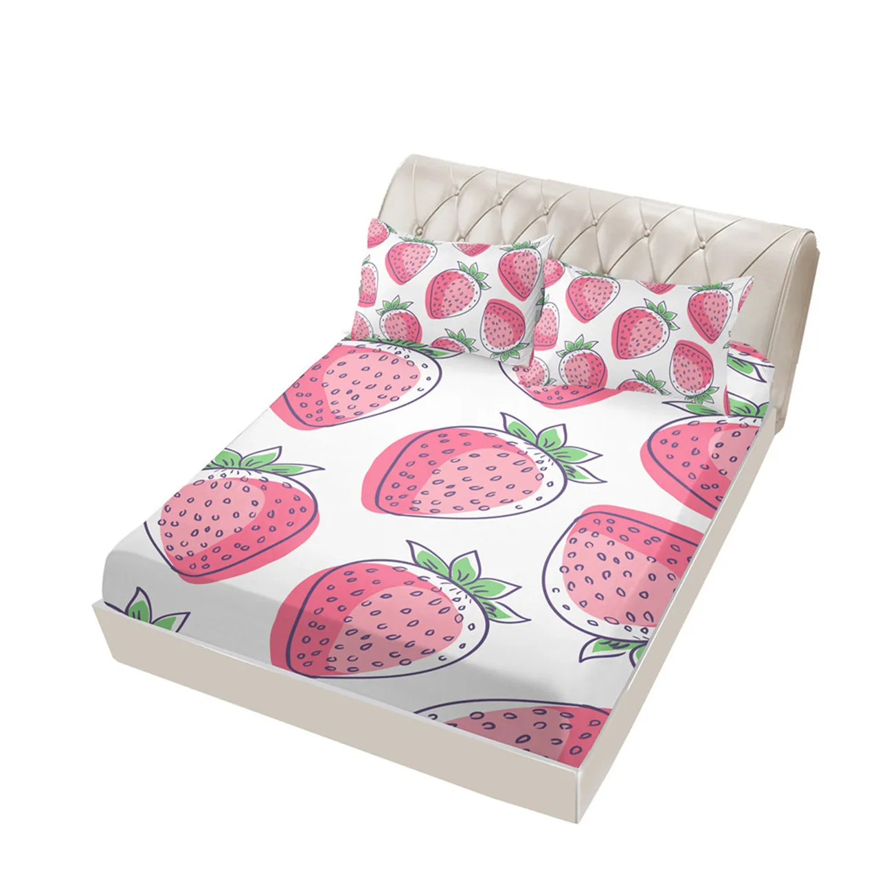 Fruit Fitted Sheet, Lemon Style Soft Decorative Fabric Bedding All-Round Elastic Pocket, Wrinkle& Fade Resistant Bedding