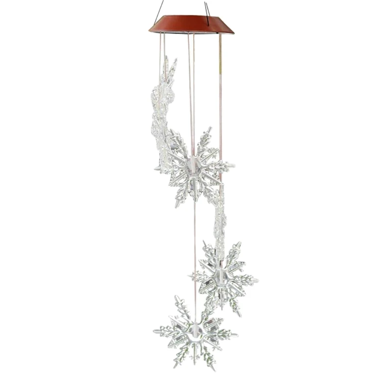 

Color-Changing LED Solar Mobile Wind Chime LED Changing Light Color Waterproof Snowflake Wind Chimes for Home/Party/ Night/Garde