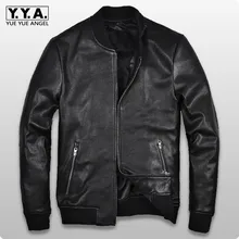 Корейский стиль весенние модные мужские Куртки из натуральной овечьей кожи пальто на молнии для мужчин Jaqueta Couro Masculina Motoqueiro