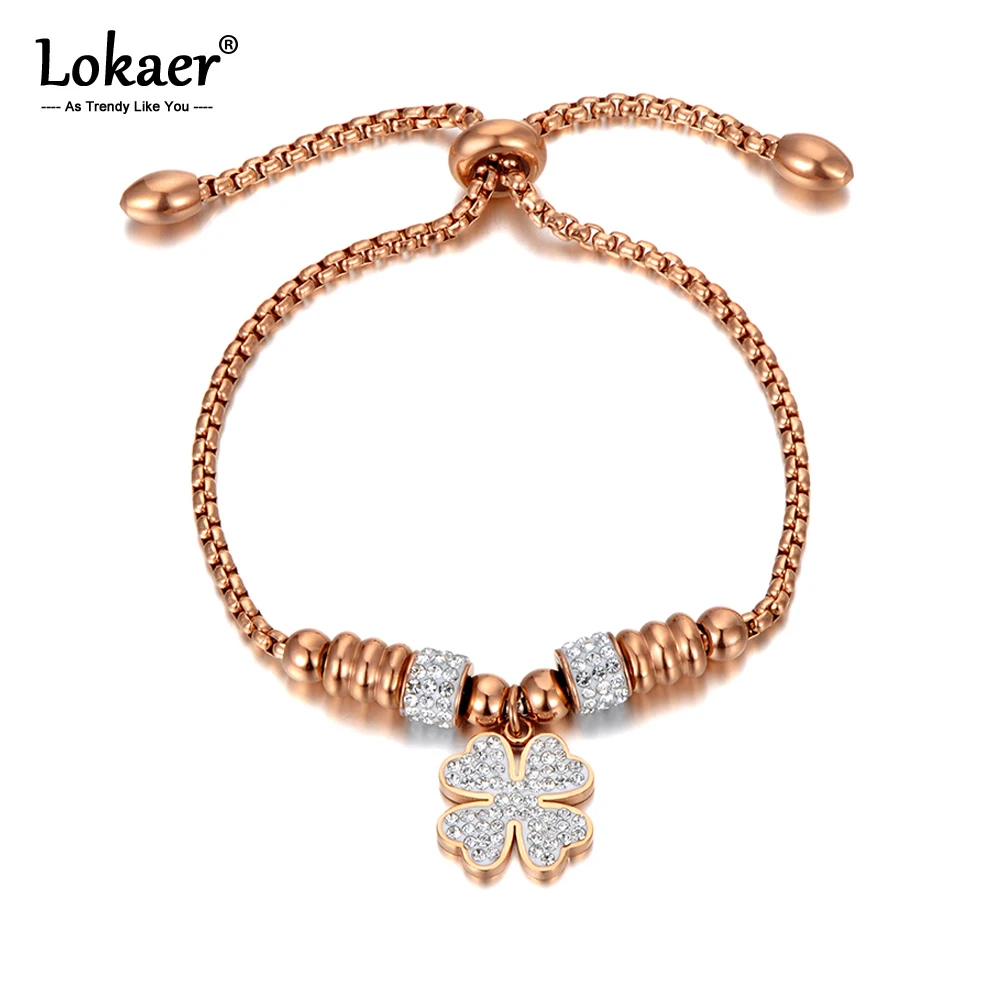 Браслеты Lokaer из нержавеющей стали и титана для девочек регулируемые Изящные