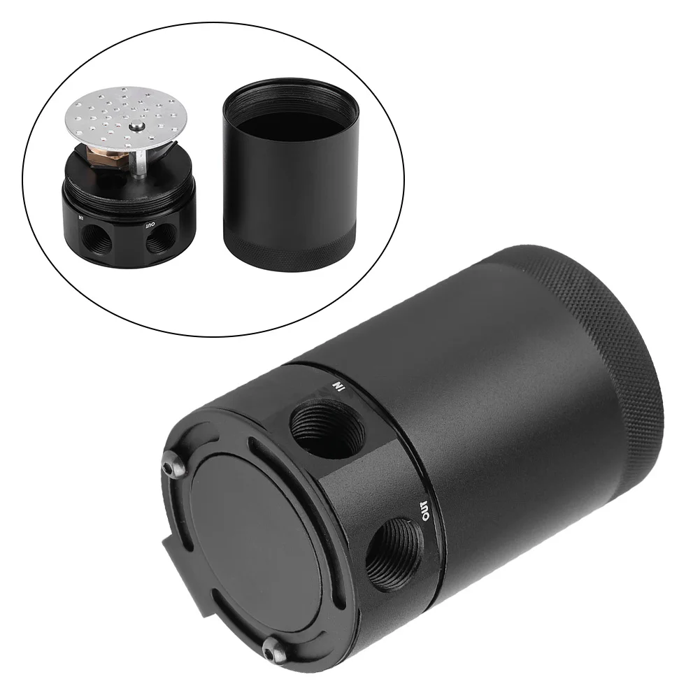 1 шт. Универсальный 3/8inch NPT компактный 2-Порты и разъёмы маслоуловитель резервуар включает в себя 2 Пластиковая колючая 1/2 дюймов штуцера шланга