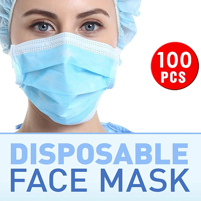 

100Pcs Mouth Mask Disposable Mouth Face Non-Woven Anti-Dust Masks 3 Filter Activated Carb Anti Pollution fashion dust mask