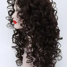 Темно-коричневые Длинные спиральные бигуди без челки пушистые Женские повседневные полные волосы парик