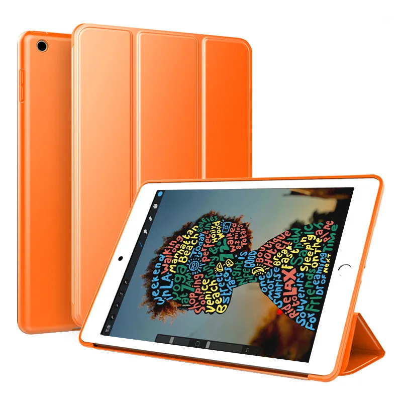 Трехслойный кожаный смарт-чехол для iPad 10,2 7-го поколения тонкий полупрозрачный ПК задняя крышка для iPad 10,2 чехол Автоматический Режим сна+ стилус - Цвет: Оранжевый