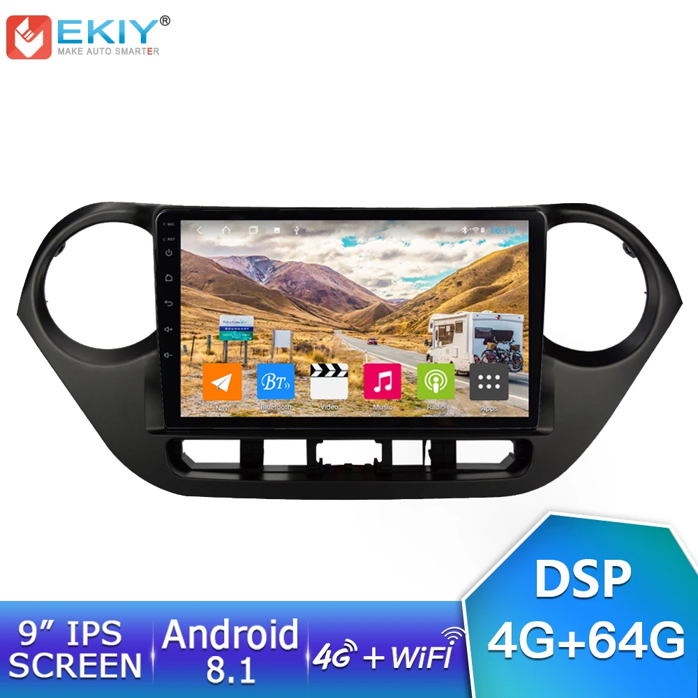EKIY " ips Android 8,1 автомобильный Радио мультимедийный плеер 4G+ 64G для hyundai Grand I10 2013 авто видео gps навигация