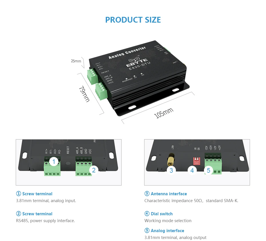 Ebyyte E820-DTU(2I2-433L) Modbus 433MHz Wireless Module (10)