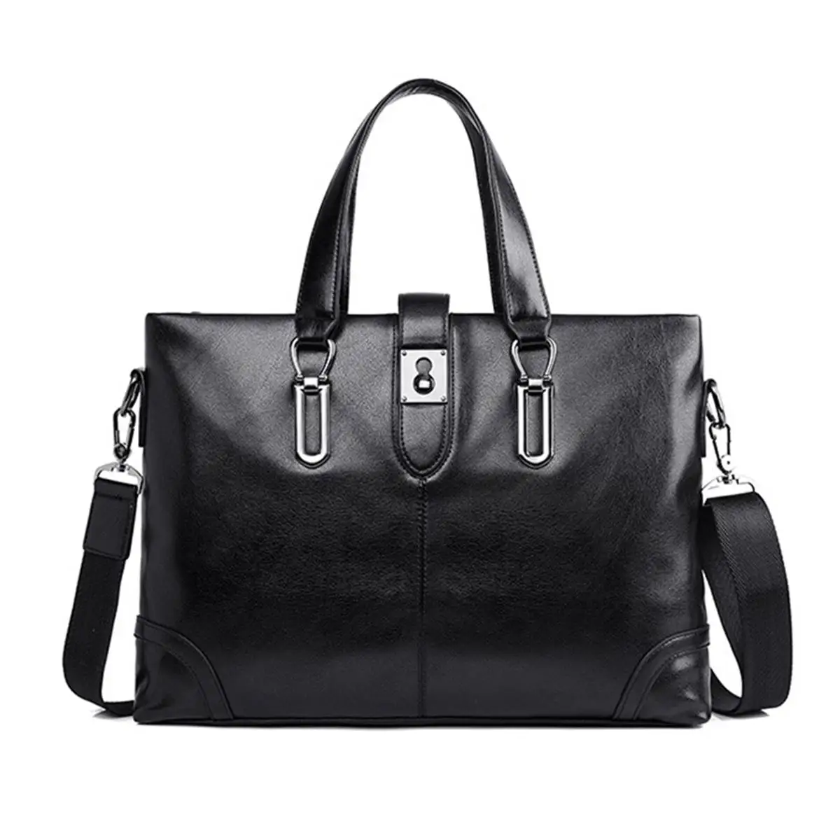 

Men Black PU Leather Briefcase Shoulder Messenger Laptop Business Satchel Bag