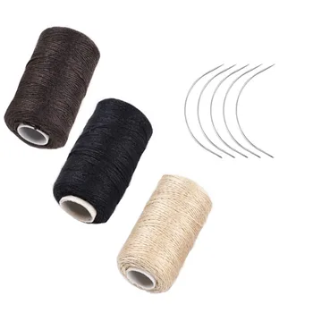 3 rotoli di filo per tessitura dei capelli filo per cucire in cotone con 5 pezzi ago curvo C per realizzare parrucche fai da te cucito a mano trama dei capelli del tessuto dei capelli