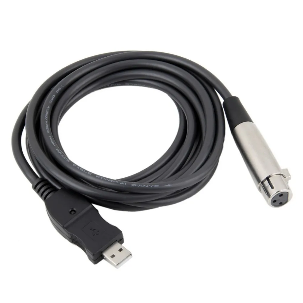 

2Pcs XLR Cable 3m 9FT Black xlr Female to USB Male Cord Adapter Microphone Link USB line Plug DIY Electronic