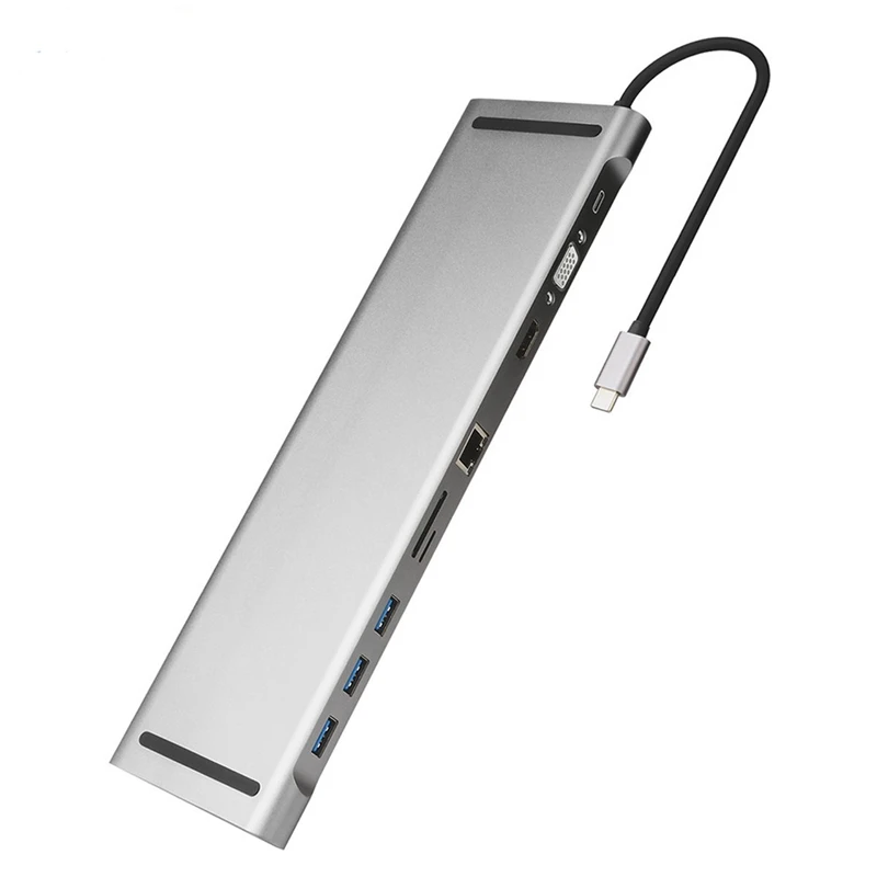 Полный док-USB-C VGA HDMI Mini Displayport Ethernet 3 хаб TF SD зарядное устройство кард-ридер многопортовый адаптер 11 в 1