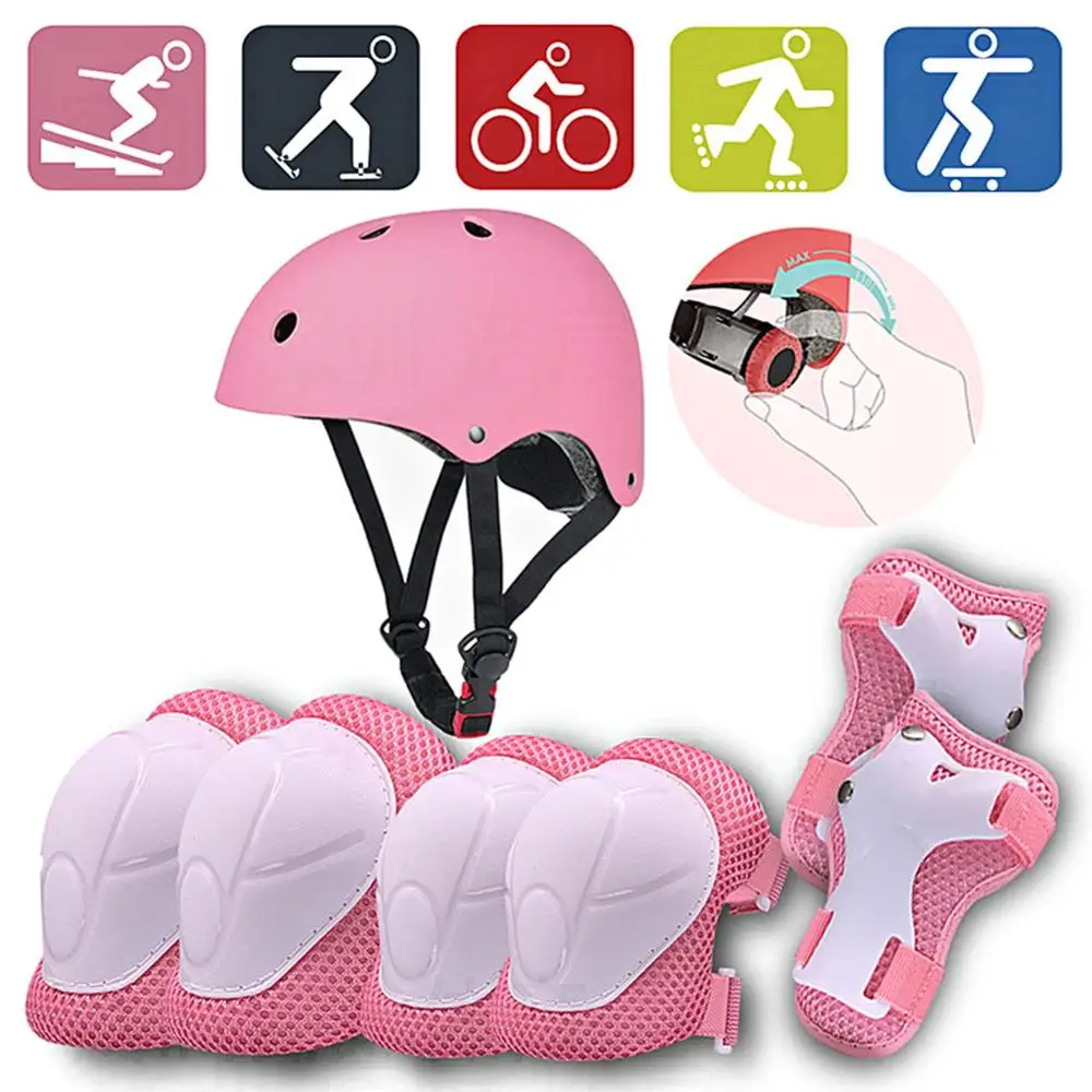 

7pcs/Set Children Roller Skating Protective Gear Kids Skateboarding Balance Car Elbows Knee Pads Cycling Helmet Wrist Protection