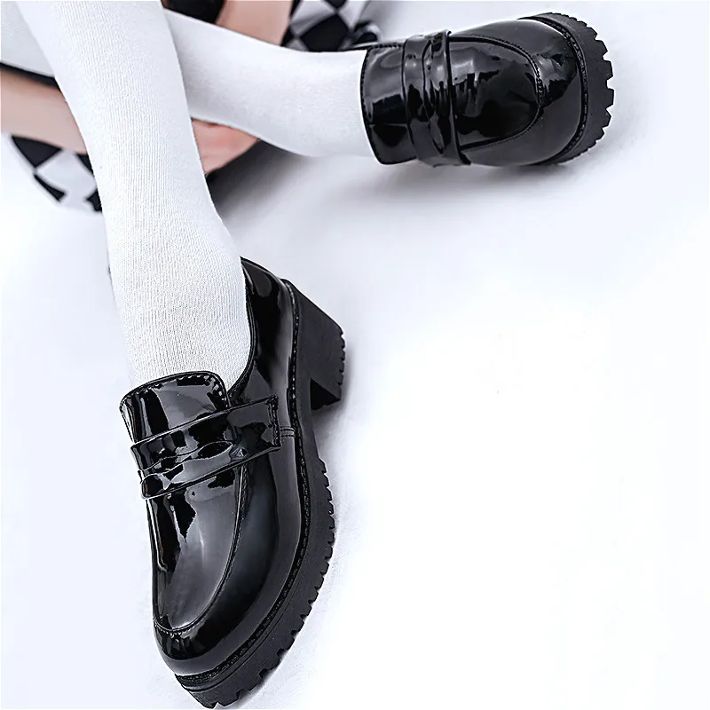 Japanese Lolita Shoes Harajuku Women's Shoe Universal Cosplay College Style Uniform Jk Female Anime Round Head Pu Loli | Тематическая
