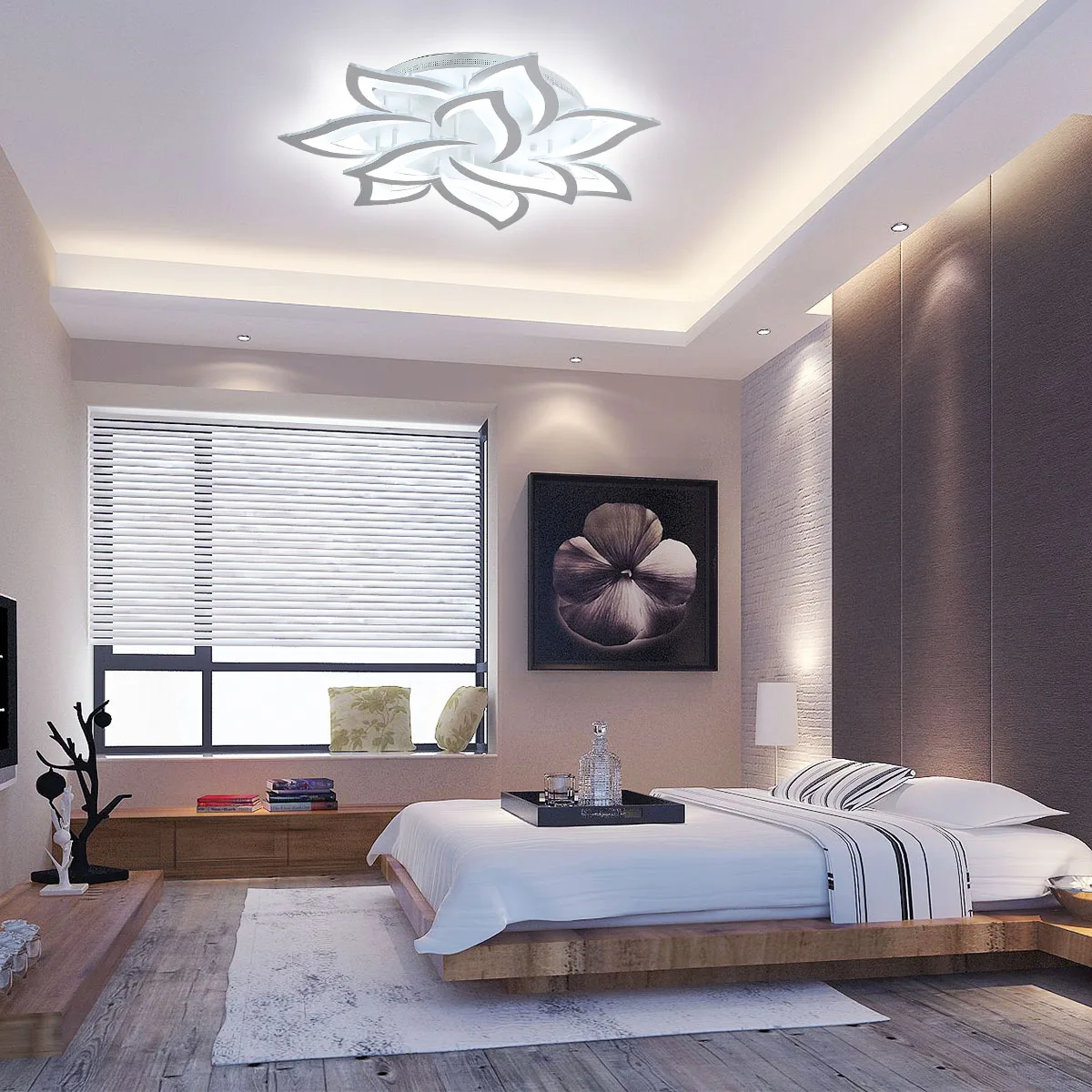 LED Modern Acrylic Ceiling Light 72W 10 Heads Petal Flush Mount