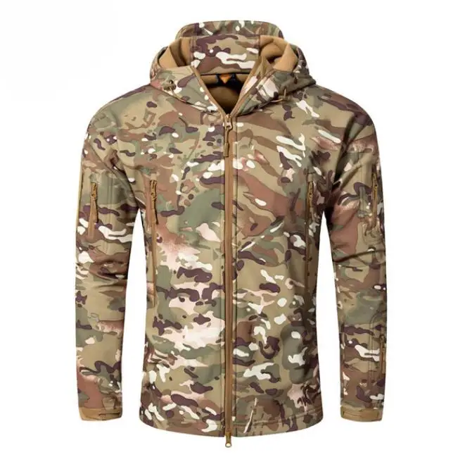 Men Woodland Digital Camouflage Jackets Outdoor Waterproof Windproof Coats Military Warm Fleece Tactical Softshell Jacket - Цвет: CP