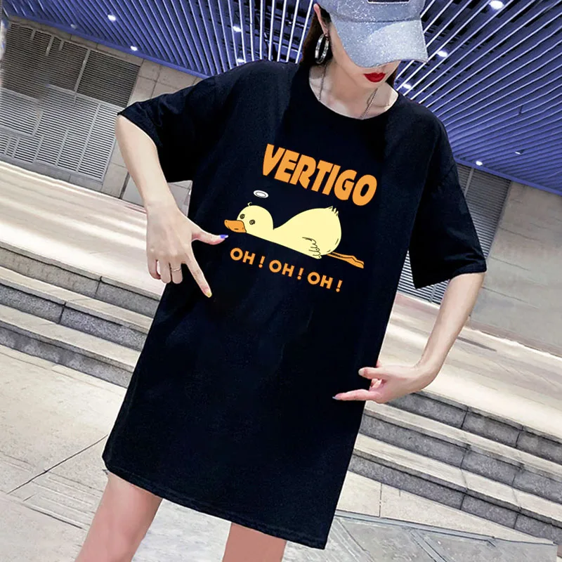 Летние женские платья платье свободного кроя с мультяшным принтом милое