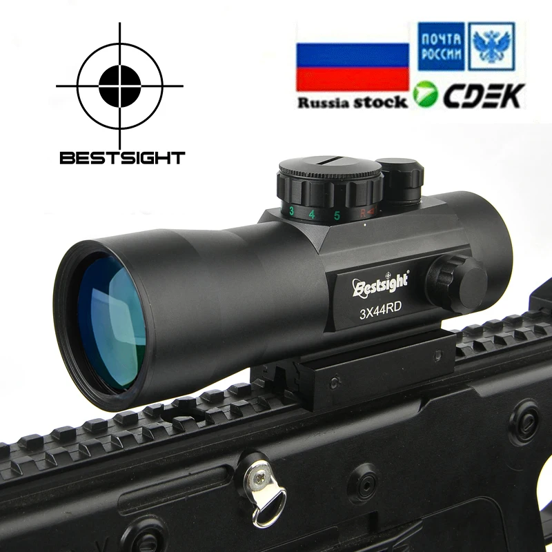 BESTSIGHT 3X44 Holographic Sight Red Dot Scope Tactical Riflescope Fit 11mm/20mm Rail Mount Hunting Scopes | Спорт и развлечения