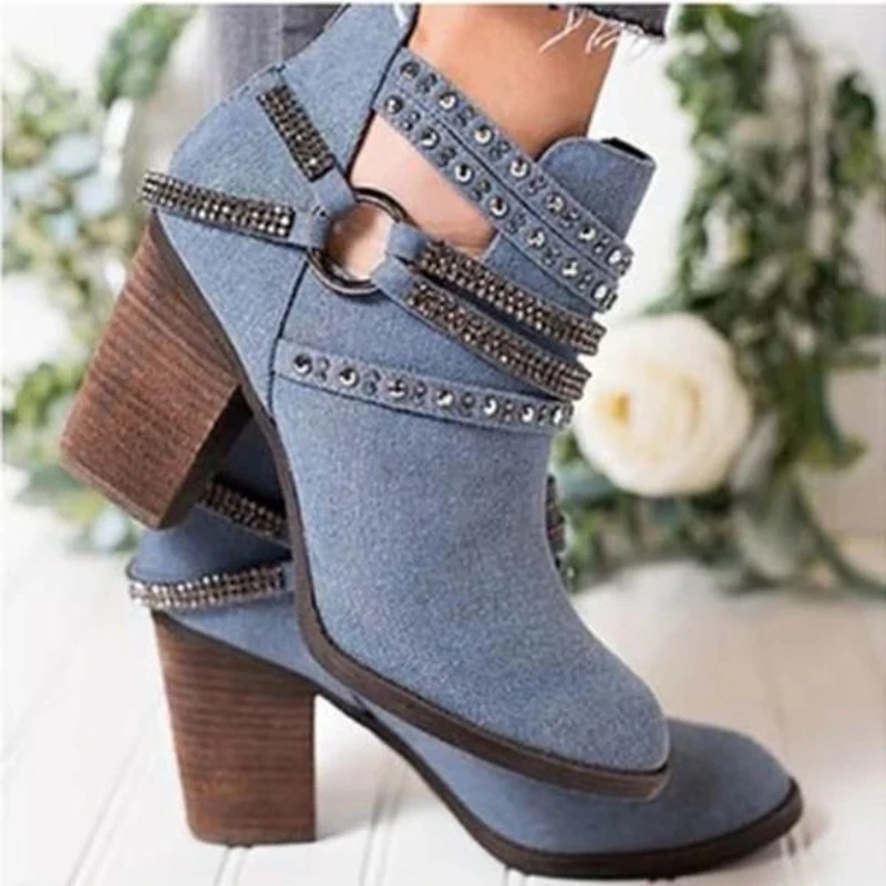 

Oeak 2019 New Buckle Motorcycle Boots Women British Style Ankle Boots Punk Low Heel Ankle Boot Winter Women Shoe Plus Size