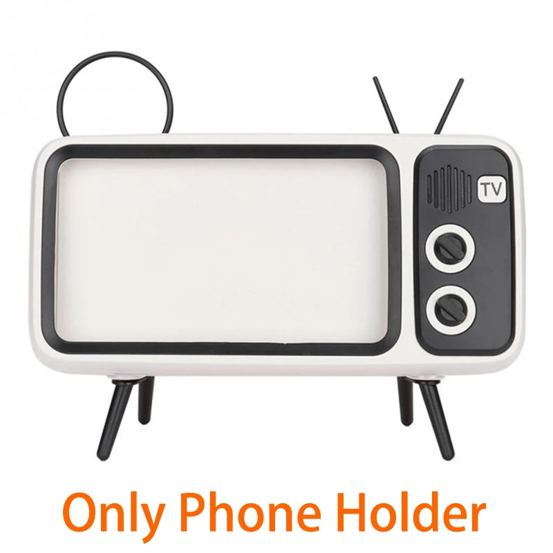 Only Holder grey 3 в 1 беспроводной Peaker Ретро ТВ мини портативный Bluetooth бас динамик держатель мобильного телефона стенд динамик ретро фоторамка подарок - Цвет: Only Holder grey