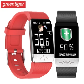 

T1 Smart Bracelet Thermometer Body Temperature Measurement Wristband Heart Rate Smart Band Watch IP67 Waterproof Fitness Tracker