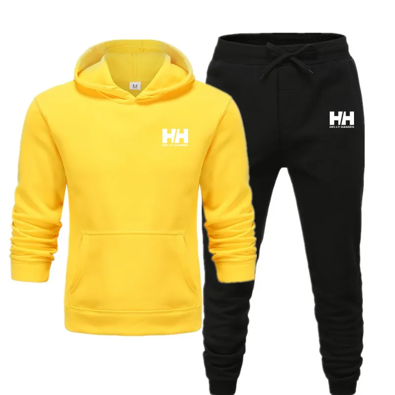 MensSportswear толстовки тренировочные брюки для бега спортивный костюм удобная модная одежда большого размера многоцветная печать хлопок новинка - Цвет: Yellow and Black