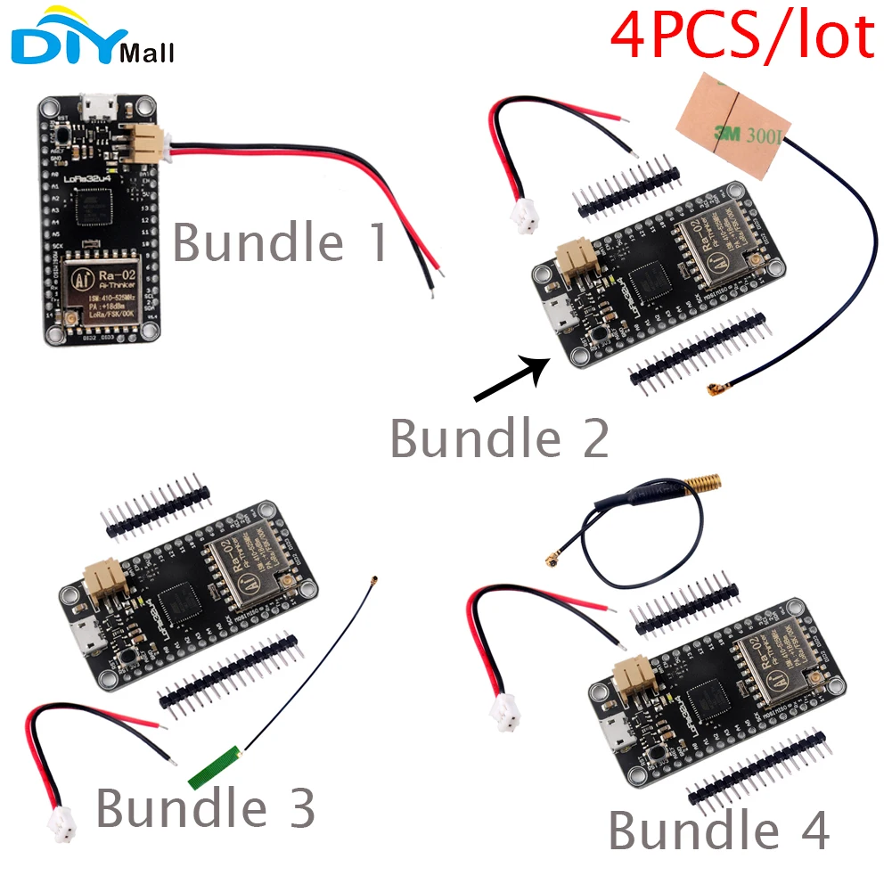 4 шт./лот модуль приемопередатчика LoRa32u4 433 МГц 1 км LoRa Wi Fi Atmega328 SX1278 разъем LiPo JST
