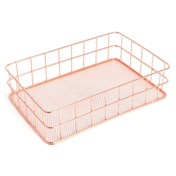 

Metal Basket Desk Storage Box Holder Jewelry Cosmetic Stationery Organizer Basket